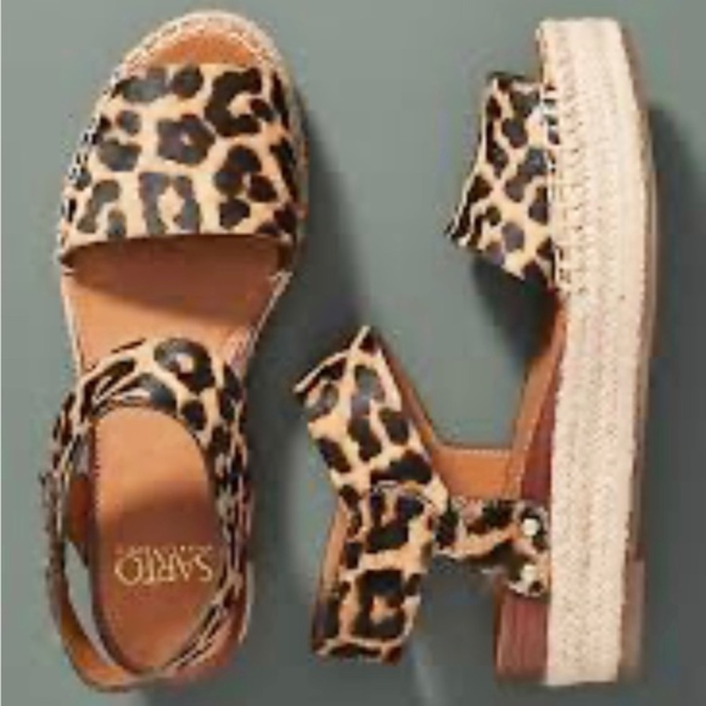 Franco SARTO Oak Leopard Platform Sandals‎ cow hair size 5.5